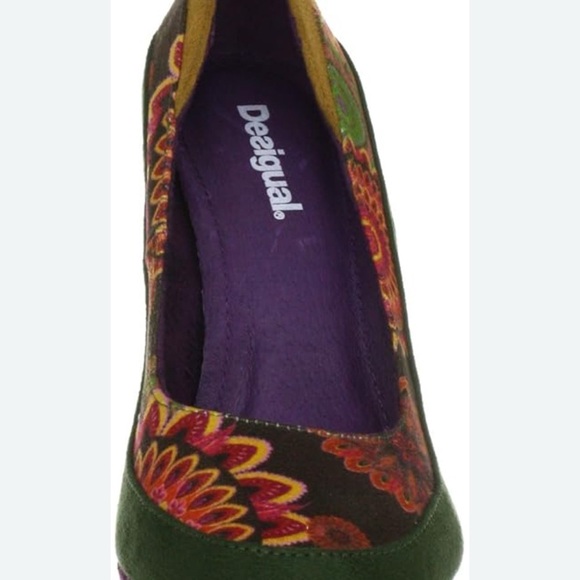 Desigual Green and Purple Artistic Heels - Picture 3 of 11